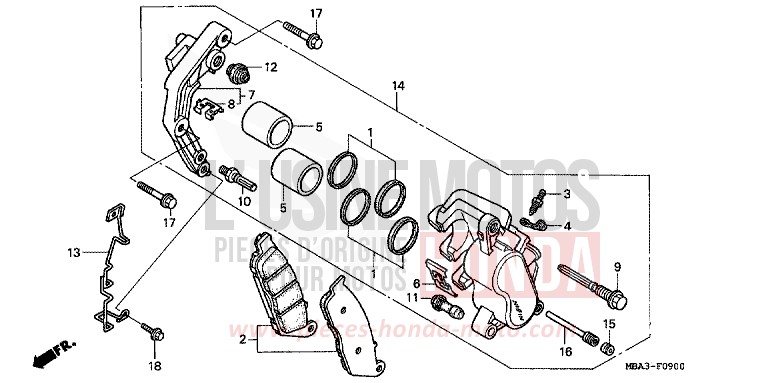 VORDERRAD-BREMSSATTEL von Shadow Aero PEARL PARAGON PURPLE (P20E) von 1998